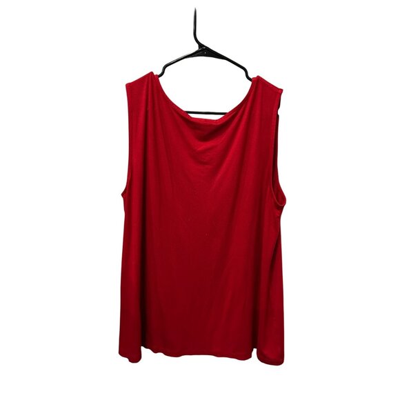 Alfani Woman Red Sleeveless Ruffle Tank Top SZ Extra Large - Picture 2 of 8